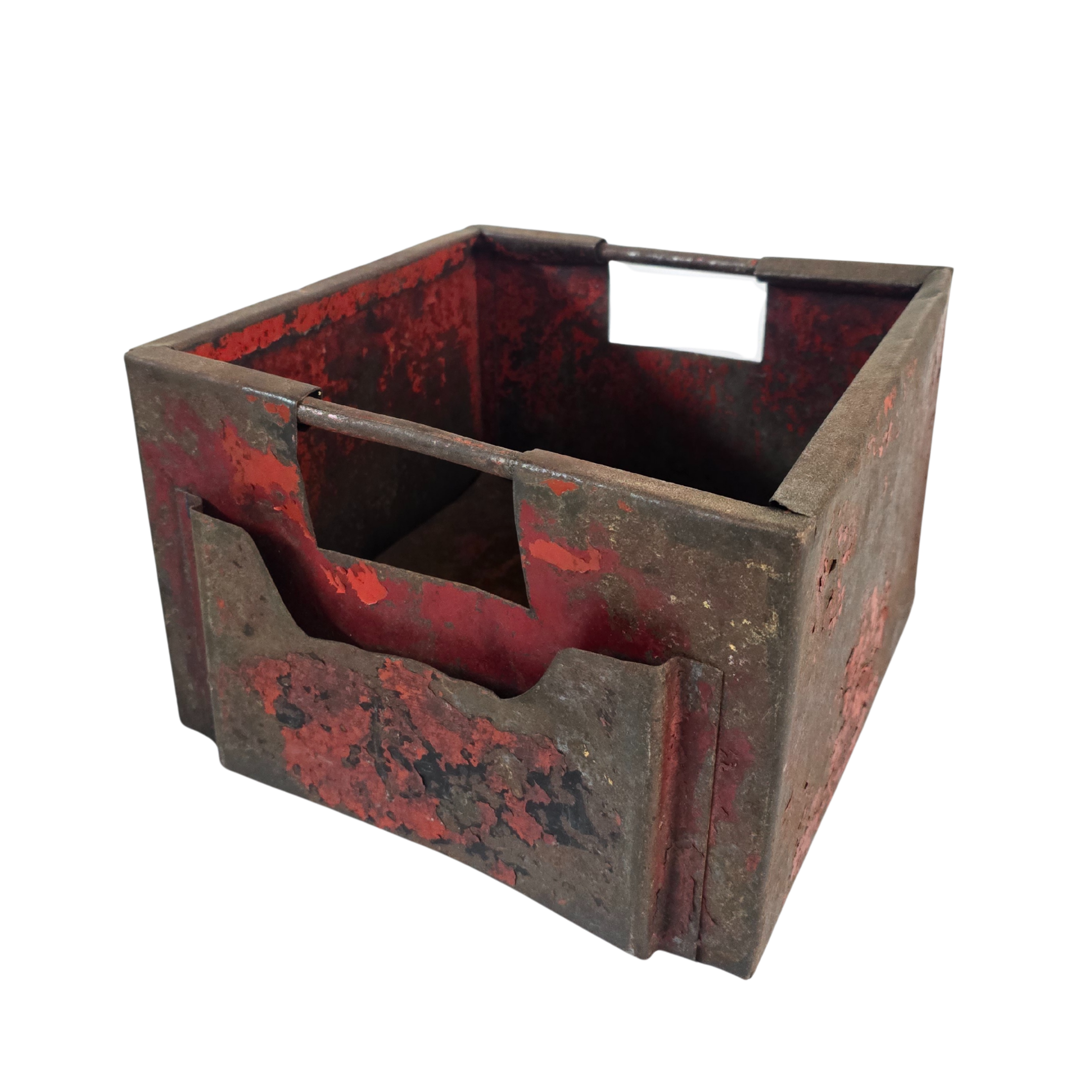 Vintage Metallkiste, rot mit Patina