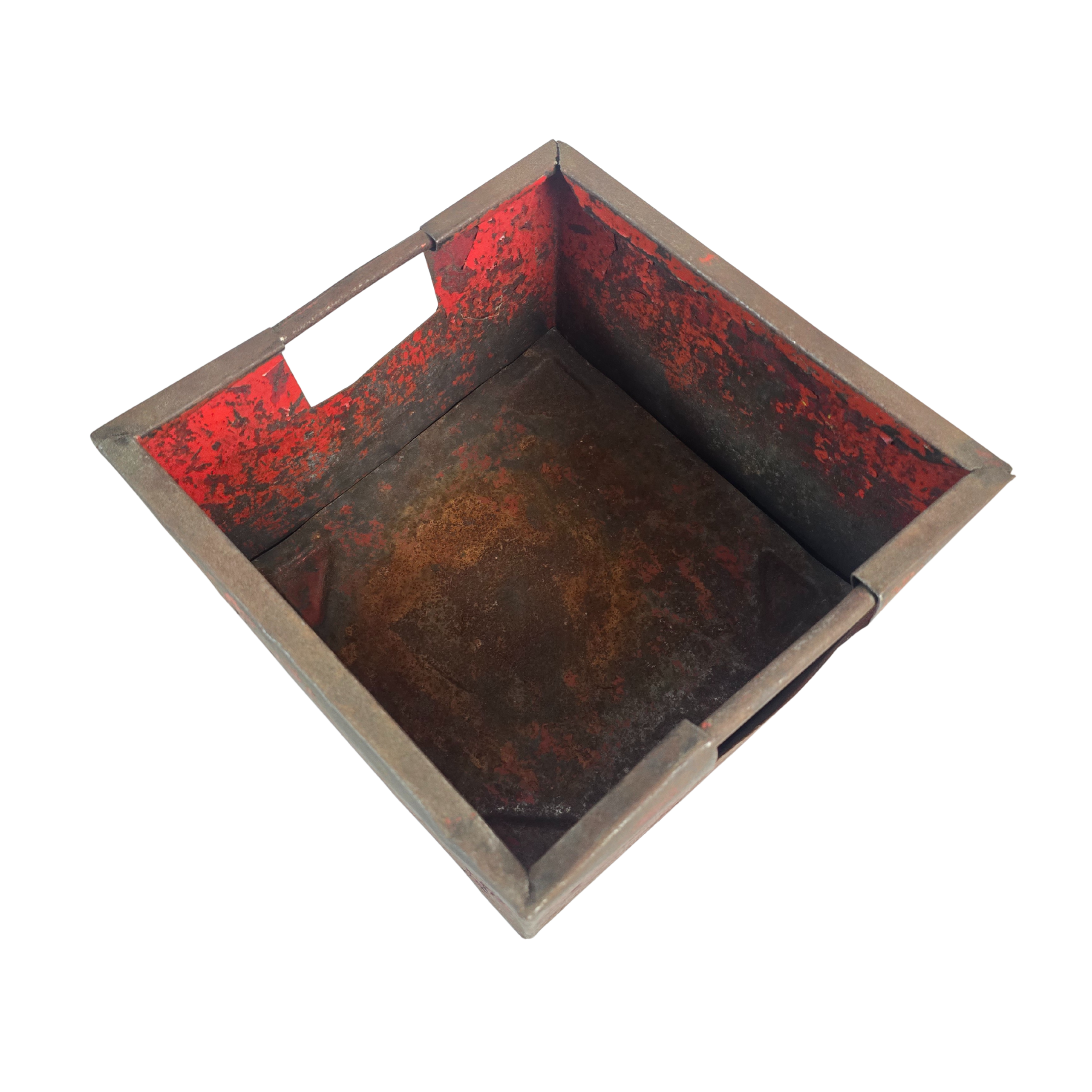Vintage Metallkiste, rot mit Patina