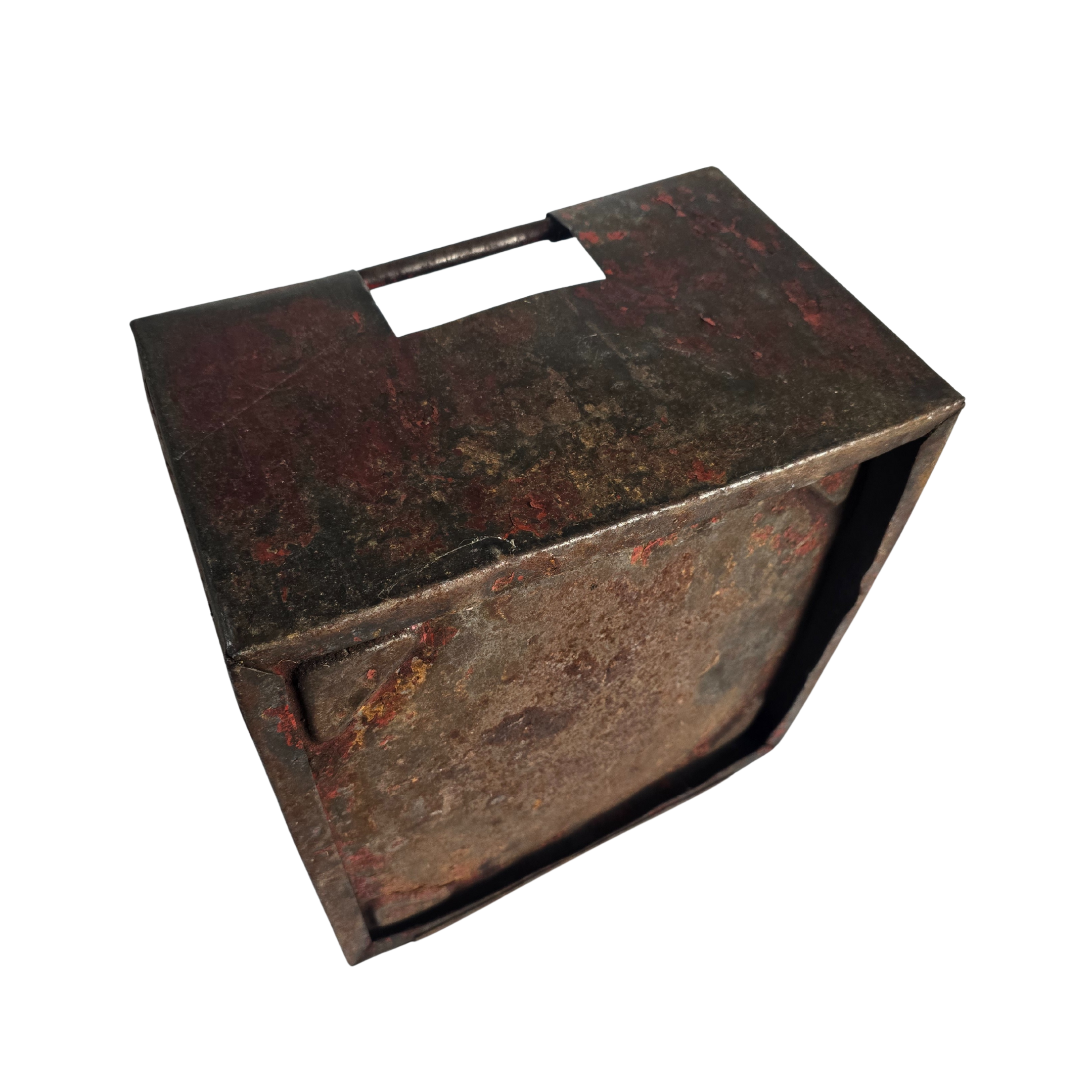 Vintage Metallkiste, rot mit Patina